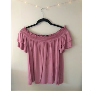 NWT •AE• dusty rose off the shoulder blouse